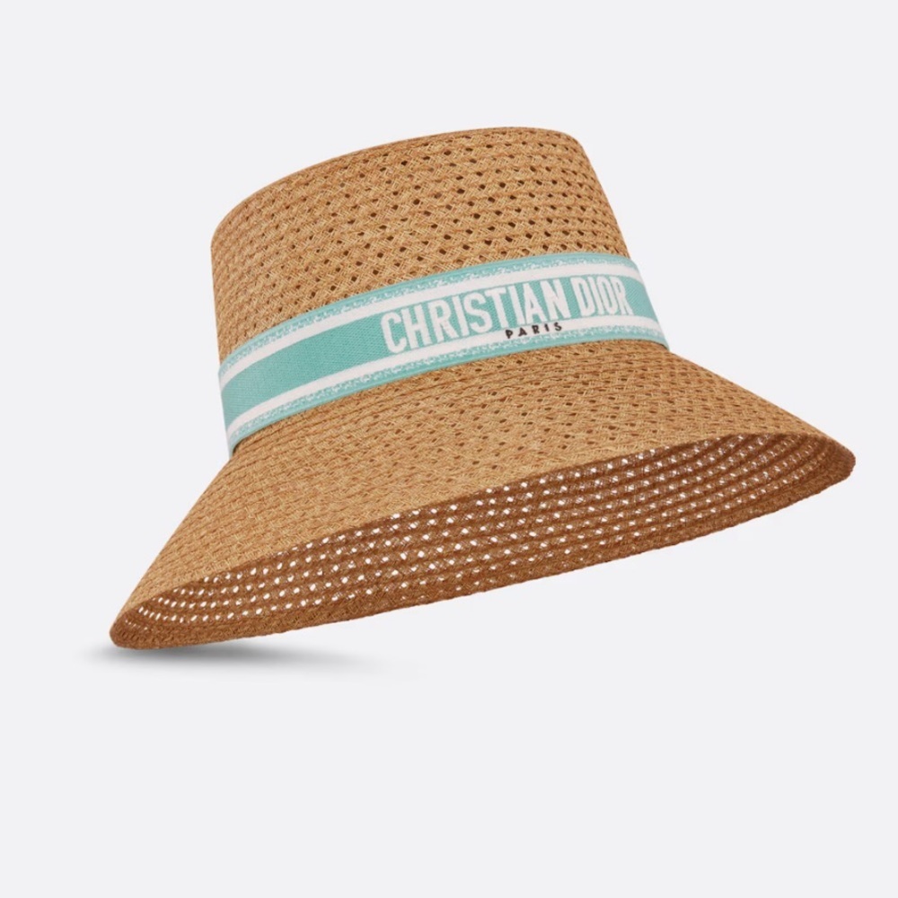 Dior Woven Hat with Blue Band